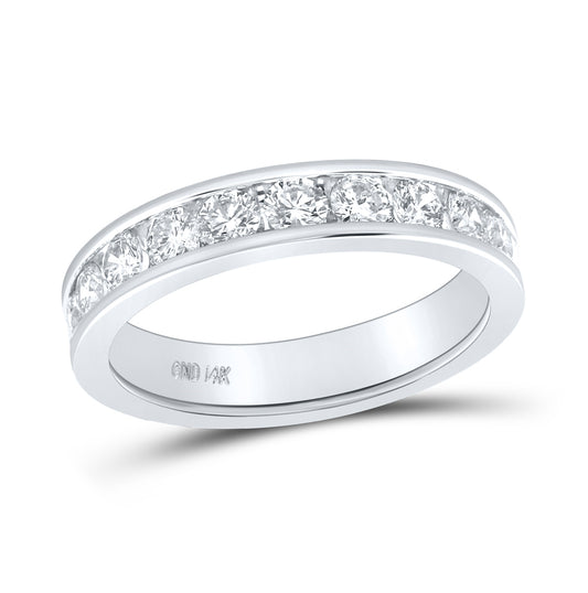 14K White Gold Womens Round Diamond Wedding Single Row Band 1ctw, Women's Size: 5-10