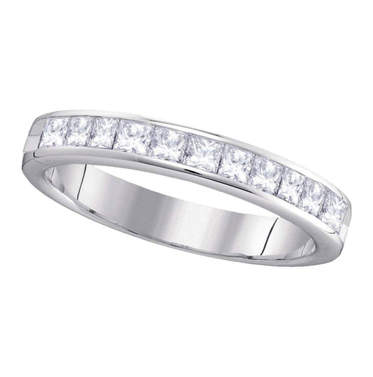 14kt White Gold Womens Princess Diamond 4mm Wedding Band Ring 3/4 Cttw