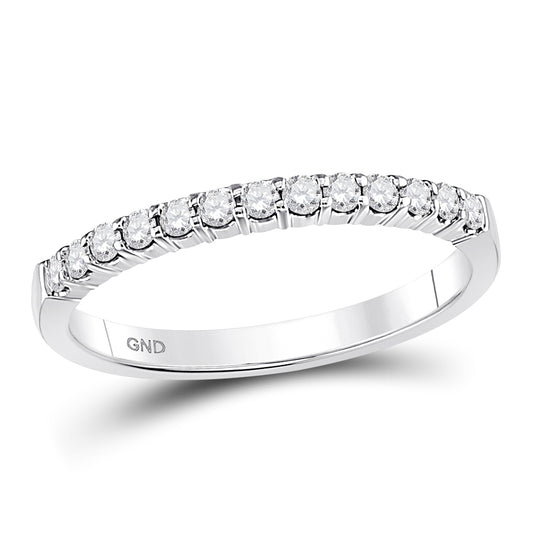 14K White Gold Womens Round Diamond Machine-set Wedding Band Ring 1/4 Cttw, Womens Size: 5-10