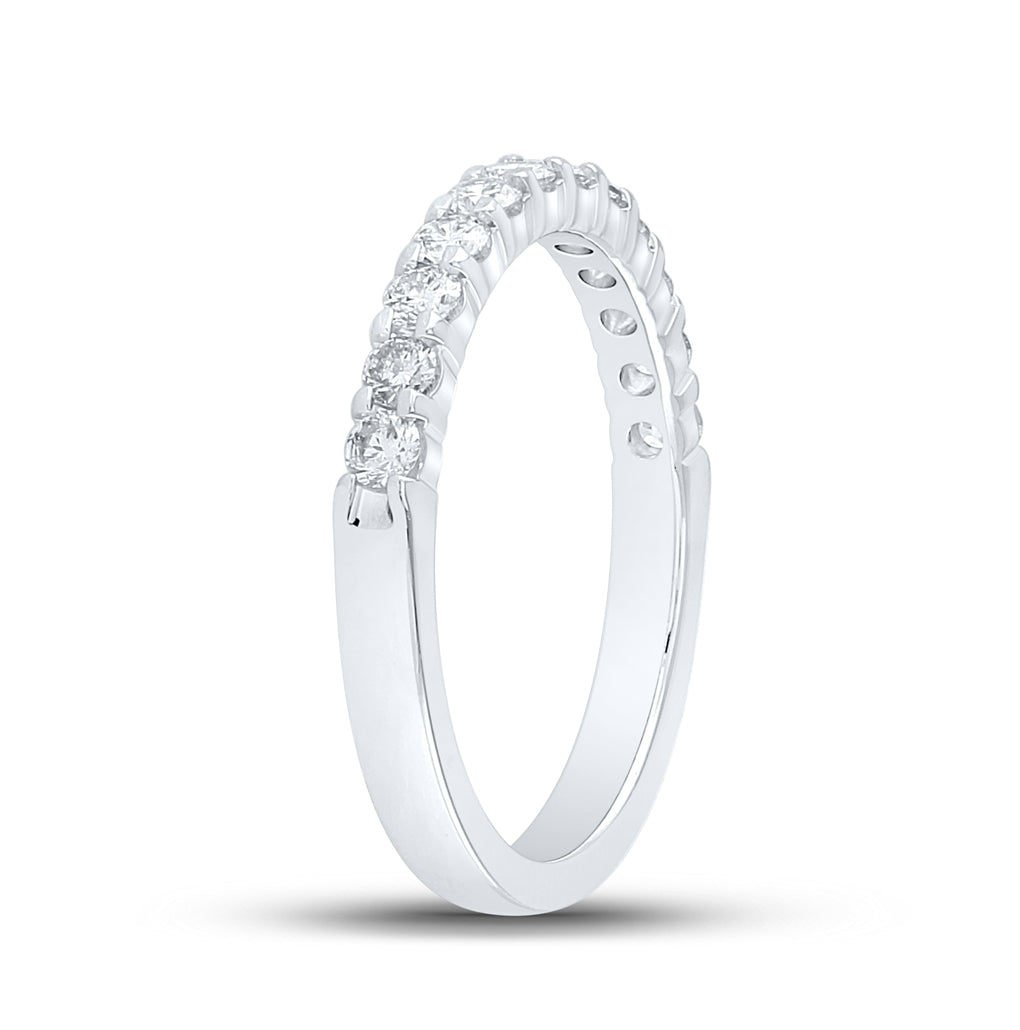 14K White Gold Womens Machine Set Round Diamond Single Row Wedding Band 1/2 Cttw, Womens Size: 5-10