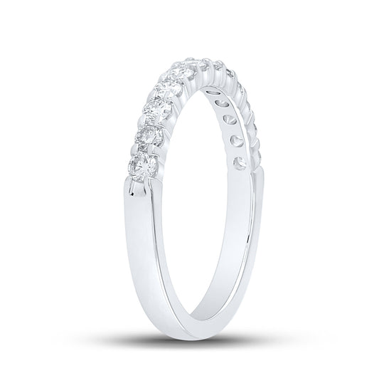 14K White Gold Womens Machine Set Round Diamond Single Row Wedding Band 1/2 Cttw, Womens Size: 5-10