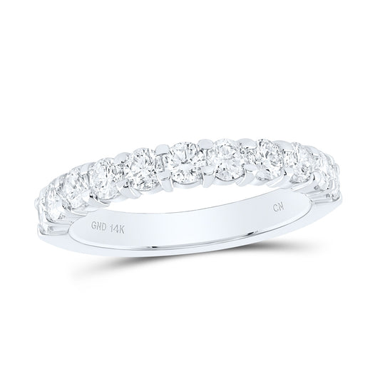 14K White Gold Womens Round Pave-set Diamond Wedding Band 1 Cttw, Womens Size: 5-10