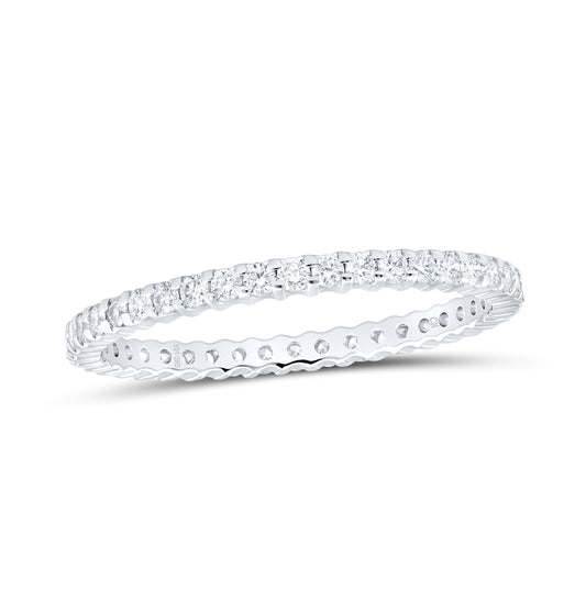14K White Gold Womens Round Pave-set Diamond Eternity Wedding Anniversary Band 1/2 Cttw, Womens Size: 5-10