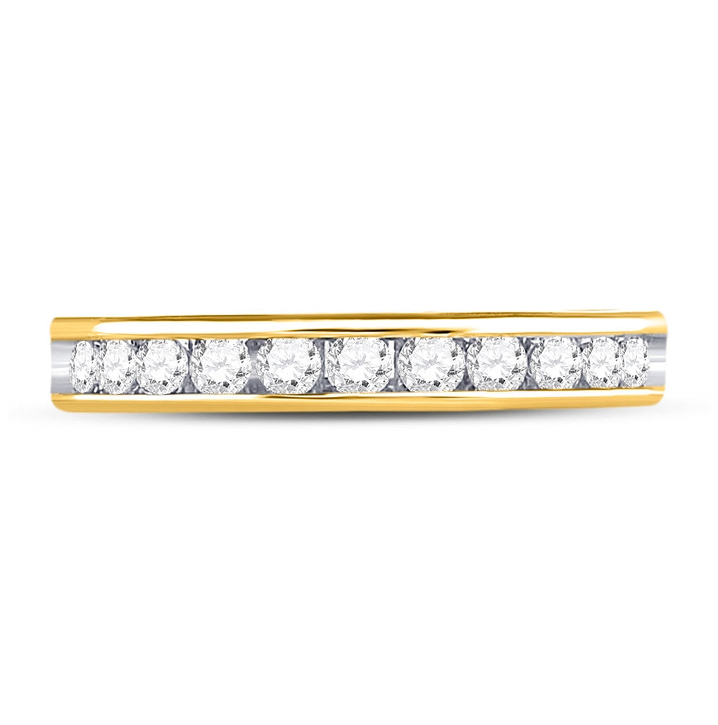14K Yellow Gold Womens Round Diamond Single Row Wedding Band 1/2ctw, Womens Size: 5-10
