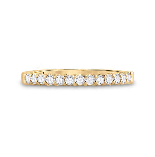 14K Yellow Gold Womens Round Dia. Wedding Single Row Band 0.25 ctw, Women's Size: 5-10