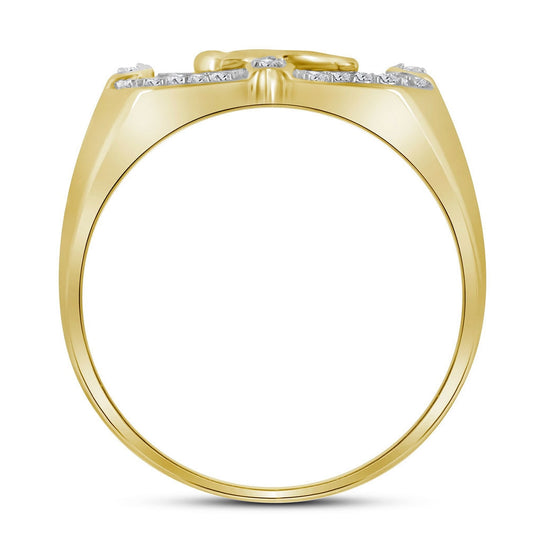 10K Yellow Gold Mens Round Diamond Eagle Cluster Ring 1/4 Cttw, Mens Size: 7-13