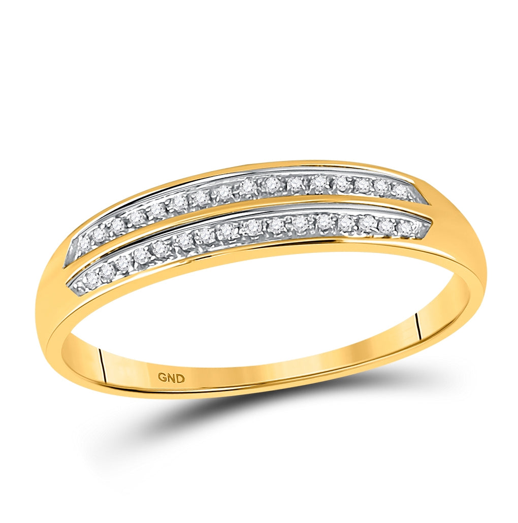 10K Yellow Gold His Hers Round Diamond Cluster Matching Wedding Set 1/4 Cttw, Womens Size: 5-10, Mens Size: 7-13