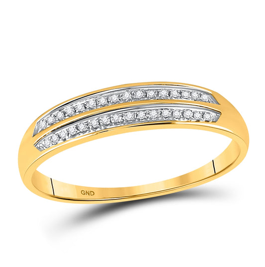 10K Yellow Gold His Hers Round Diamond Cluster Matching Wedding Set 1/4 Cttw, Womens Size: 5-10, Mens Size: 7-13
