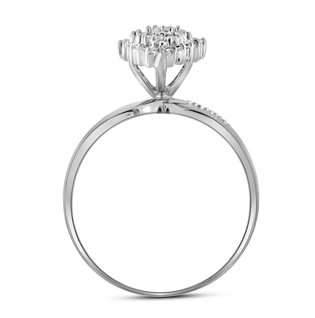 10K White Gold Womens Round Diamond Cluster Ring 1/8ctw, Women's Size: 5-10