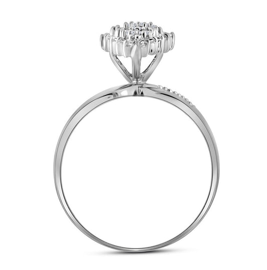 10K White Gold Womens Round Diamond Cluster Ring 1/8ctw, Women's Size: 5-10