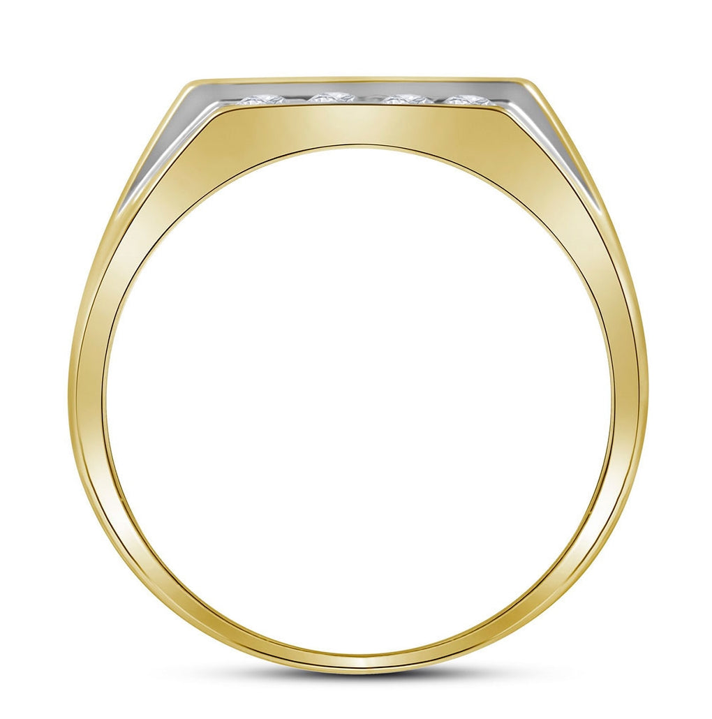 10K Yellow Gold Men's Round Diamond Square Cluster Ring 1/4ctw, Men's Size: 7-13