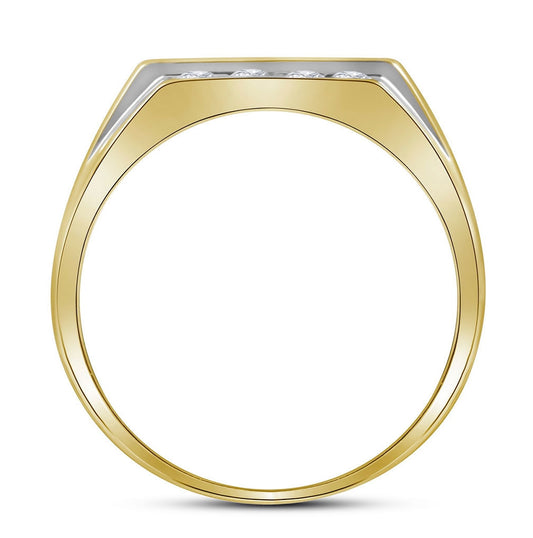 10K Yellow Gold Men's Round Diamond Square Cluster Ring 1/4ctw, Men's Size: 7-13