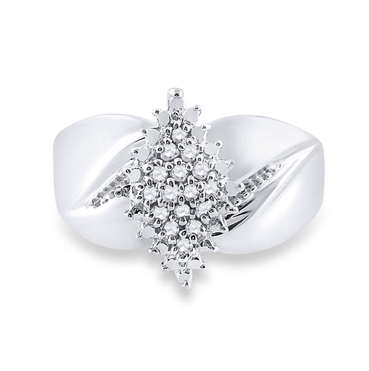 Sterling Silver Womens Round Diamond Cluster Ring 1/8 Cttw, Womens Size: 5-10