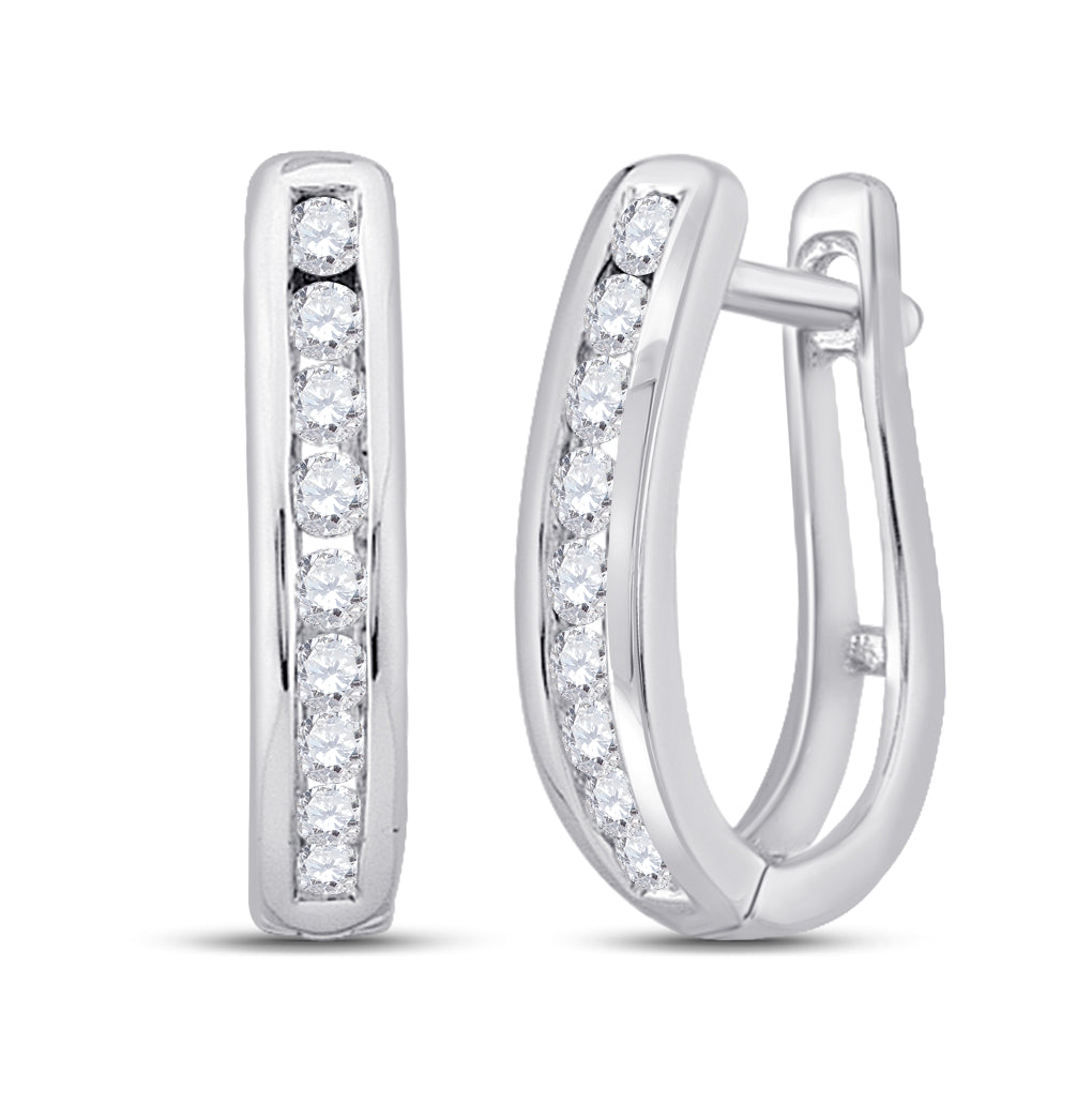 10K Yellow Or White Gold Womens Round Diamond Hoop Earrings 1/4 Cttw