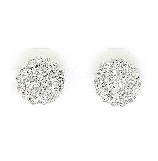 14kt White Gold 1 Ct Diamond Flower Earrings