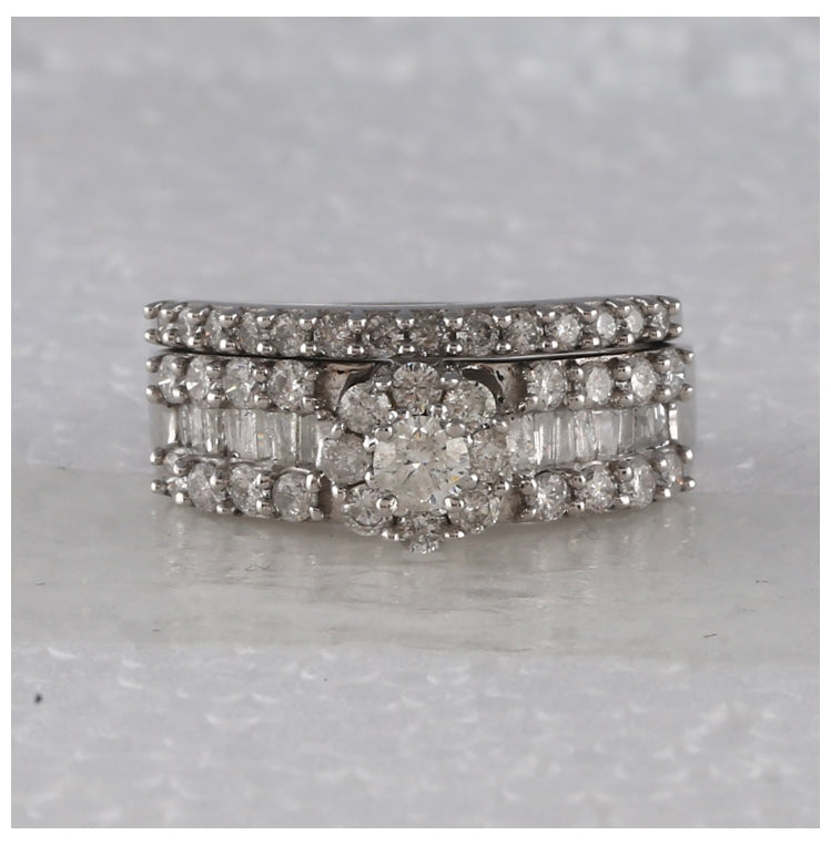 14kt White Gold 1 3/8ct Diamond Flower B.set (he)