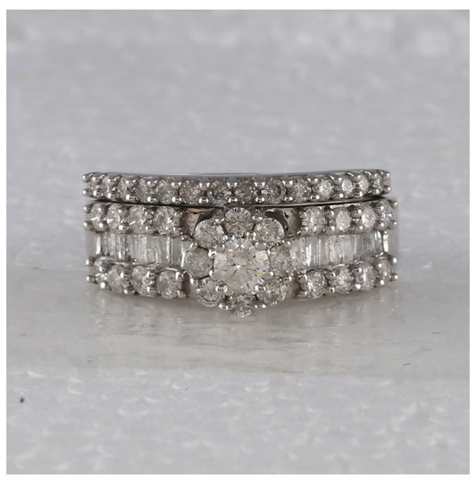 14kt White Gold 1 3/8ct Diamond Flower B.set (he)