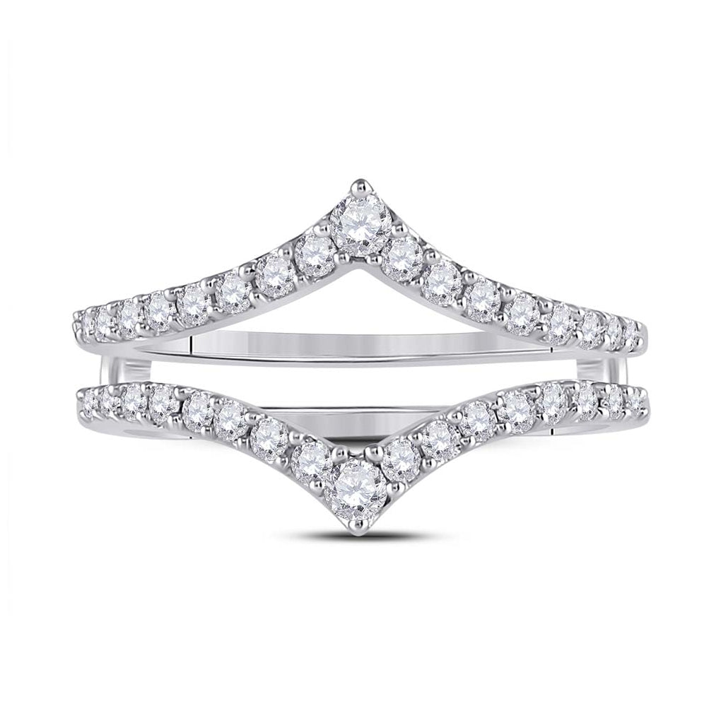 14K White Gold Womens Round Diamond Ring Guard Wrap Enhancer Wedding Band 1/2 Cttw, Womens Size: 5-10
