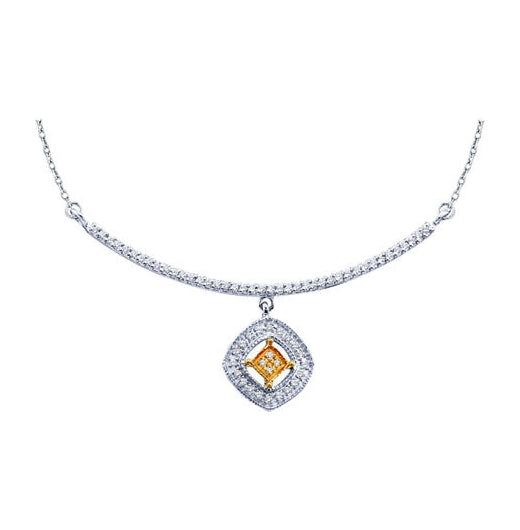 10kt White Gold 1/5ct Diamond Square Necklace