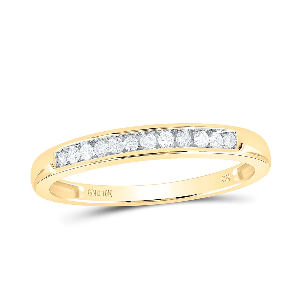 10K White Or Yellow Gold Womens Round Diamond Single Row Band Ring , Womens Size: 5-10