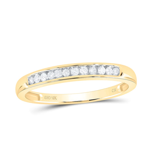 10K White Or Yellow Gold Womens Round Diamond Single Row Band Ring , Womens Size: 5-10