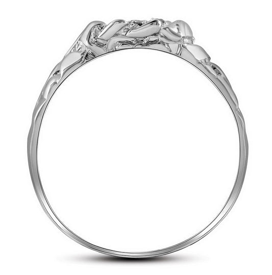 Sterling Silver Mens Round Diamond Cluster Nugget Ring 1/20 Cttw, Mens Size: 7-13