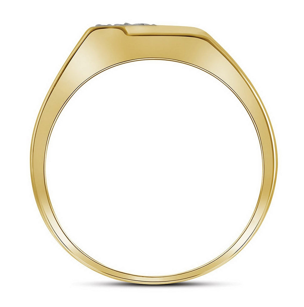 Yellow-tone Sterling Silver Mens Round Diamond Band Ring 1/10 Cttw, Mens Size: 7-13
