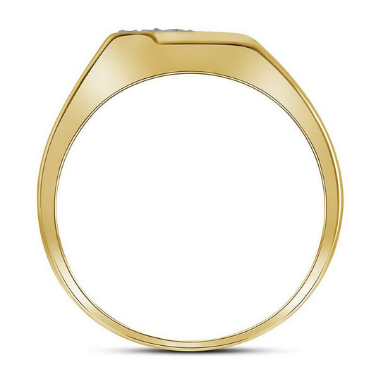 Yellow-tone Sterling Silver Mens Round Diamond Band Ring 1/10 Cttw, Mens Size: 7-13