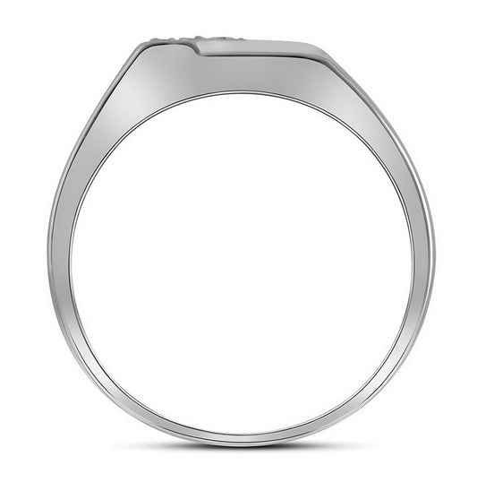 Sterling Silver Mens Round Prong-set Diamond Diagonal Double Row Band Ring 1/10 Cttw, Mens Size: 7-13