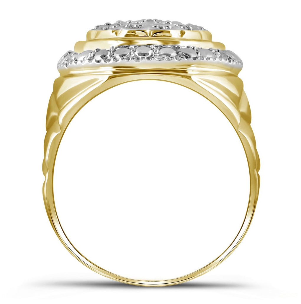 Sterling Silver Mens Round Diamond Circle Fashion Ring 1/10 Cttw, Mens Size: 7-13