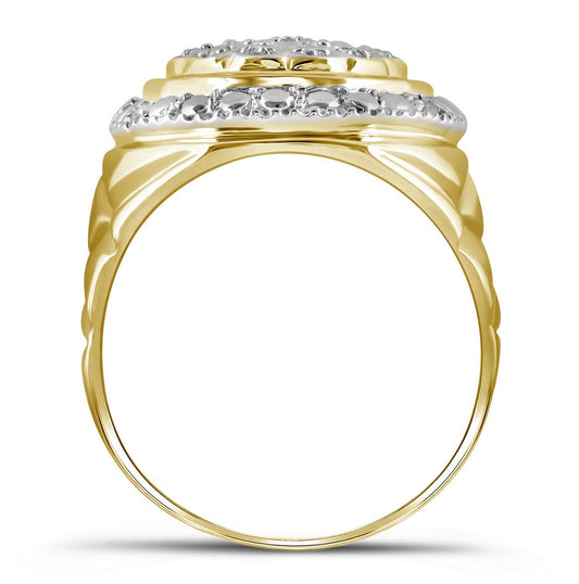 Sterling Silver Mens Round Diamond Circle Fashion Ring 1/10 Cttw, Mens Size: 7-13