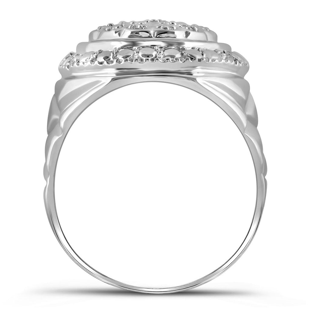 Sterling Silver Mens Round Diamond Circle Fashion Ring 1/10 Cttw, Mens Size: 7-13