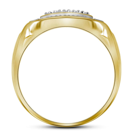 Sterling Silver Mens Round Diamond Square Frame Cluster Ring 1/10 Cttw, Mens Size: 7-13