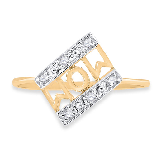 10K Yellow Gold Womens Round Diamond Mom Accent Ring 1/20 Cttw, Womens Size: 5-10