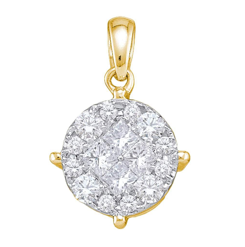 14K White Or Yellow Gold Womens Princess Diamond Cluster Pendant