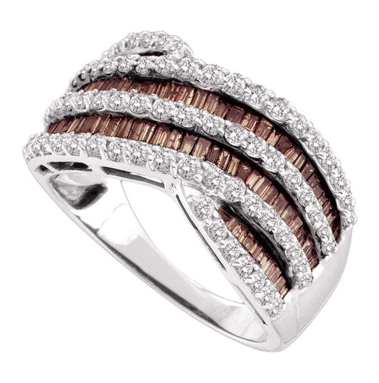 14kt White Gold 1 1/2ctw Diamond Brown Band