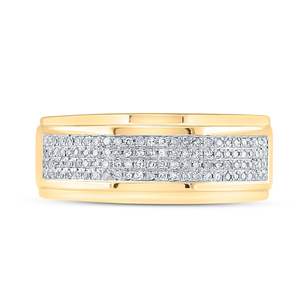 10K Yellow Gold Men's Round Diamond Band Ring 1/3ctw, Men's Size: 7-13