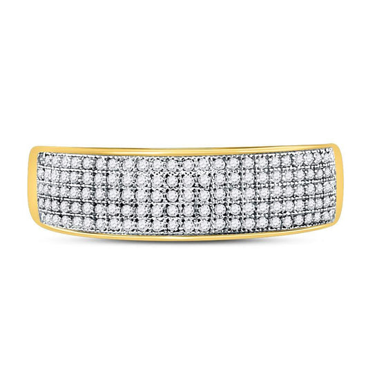 10K Yellow Gold Mens Round Diamond Wedding Band Ring 3/8 Cttw, Mens Size: 7-13