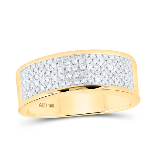 10K Yellow Gold Men's Round Diamond Wedding Band Ring 1/4ctw, Men's Size: 7-13