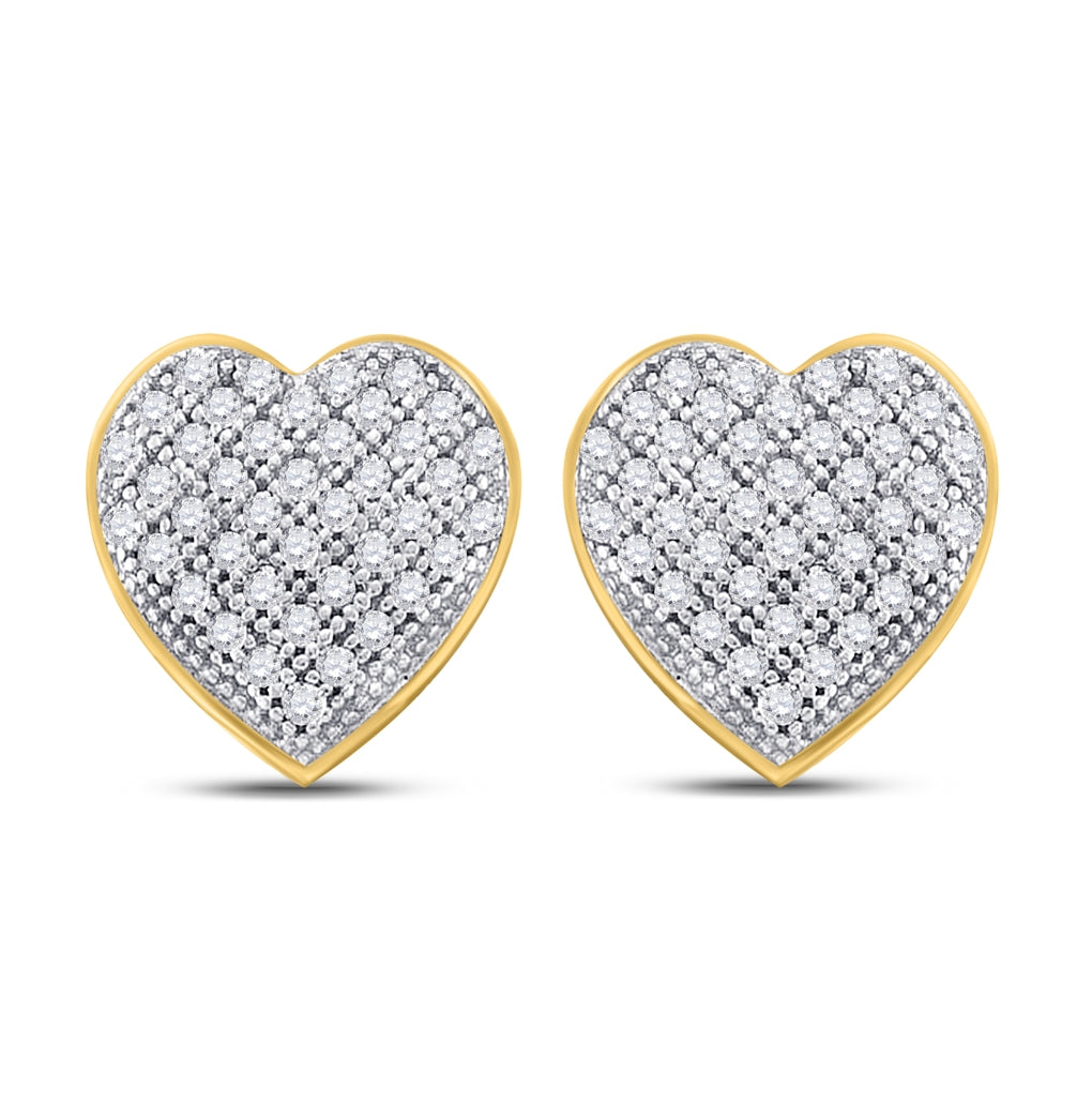 10kt Yellow Gold 1/6ct Diamond Heart Earrings