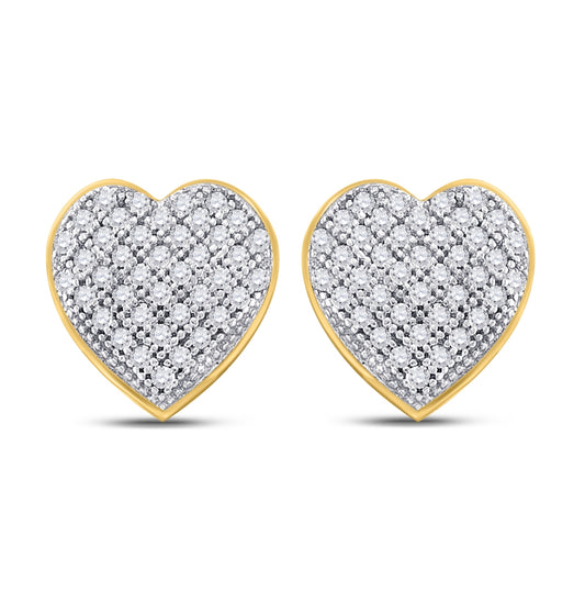10kt Yellow Gold 1/6ct Diamond Heart Earrings