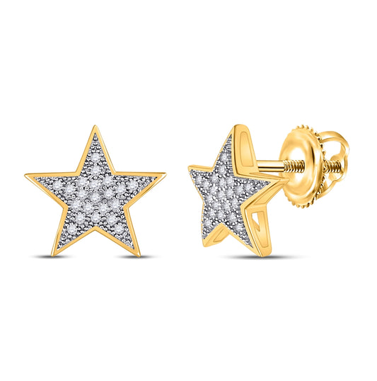 10kt Yellow Gold 1/10ct Diamond Star Earrings