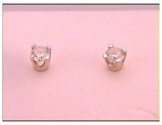 14kt Yellow Gold 1/10ct(app)-rd Diamond Solitaire Earring (e++)
