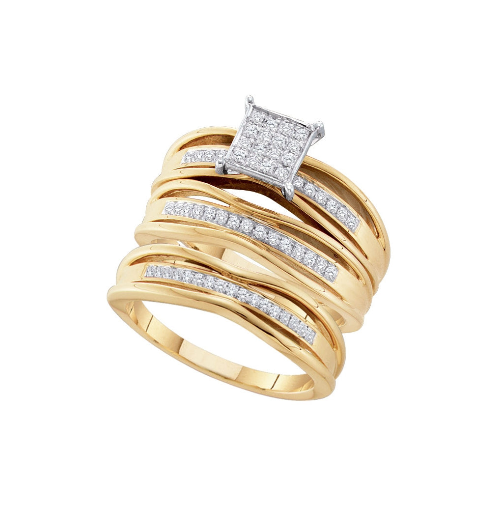 10kt Yellow Gold 1/3ct Diamond Micro-pave Trio Set
