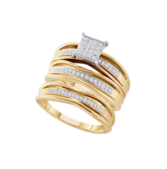 10kt Yellow Gold 1/3ct Diamond Micro-pave Trio Set