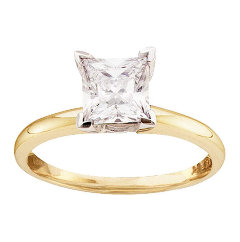 14K Yellow Gold Womens Princess Diamond Solitaire Bridal Wedding Engagement Ring 7/8 Cttw, Womens Size: 5-10