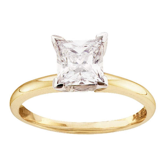 14K Yellow Gold Womens Princess Diamond Solitaire Bridal Wedding Engagement Ring 7/8 Cttw, Womens Size: 5-10