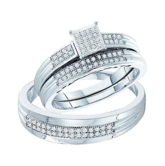 10kt White Gold 1/4ct Diamond Micro-pave Trio Set