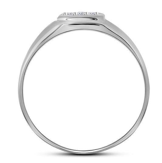 10K White Gold Mens Round Diamond Cross Band Ring 1/20 Cttw, Mens Size: 7-13