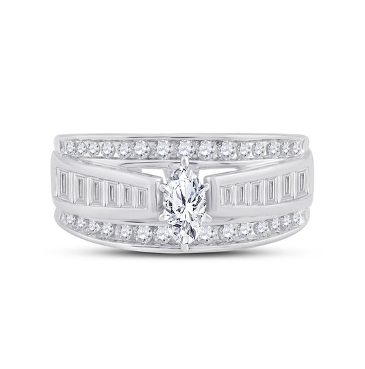14K White Gold Marquise Diamond Solitaire Bridal Wedding Engagement Ring 1 Cttw, Womens Size: 5-10